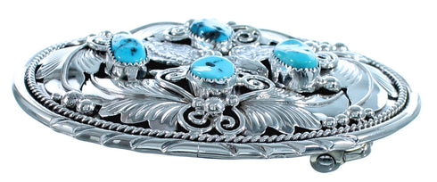 Turquoise Navajo Sterling Silver Eagle Belt Buckle RX115750